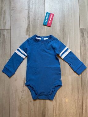 NWT RuggedButts Vibrant Sonic Blue Stripe Long Sleeve Basics Bodysuit Boys 6-12M